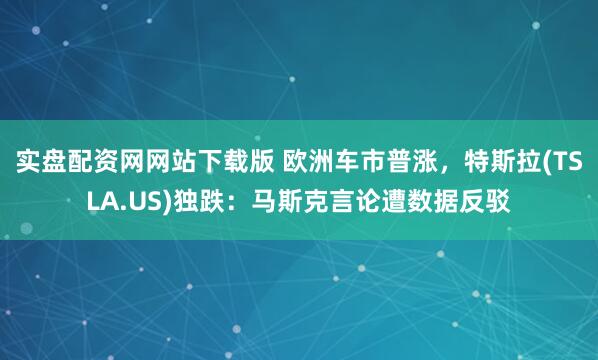实盘配资网网站下载版 欧洲车市普涨,特斯拉(TSLA.US)独跌:马斯克言论遭数据反驳